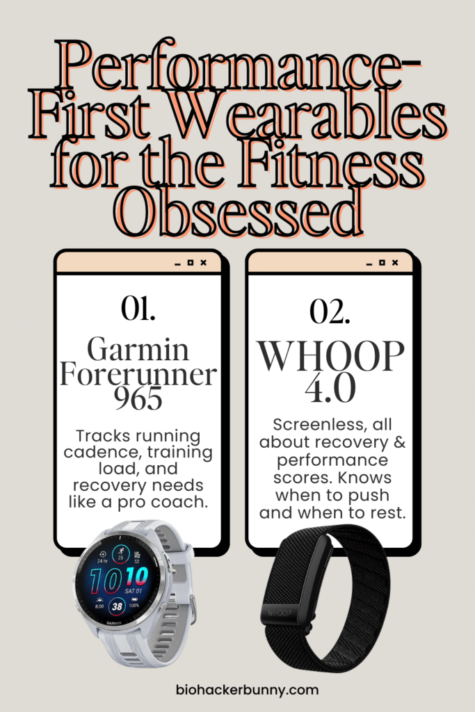 two performance based wearables: Garmin Forerunner and Whoop 4.0