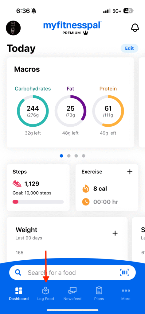 MyFitnessPal App Screenshot