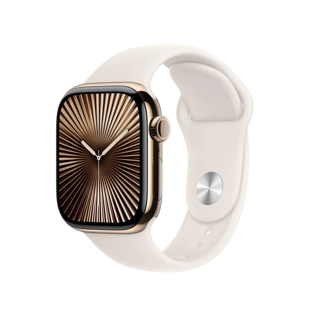 Apple Watch Series 10 42mm LTE Gold Titanium Sport Band Starlight PDP Image Position 1 GBEN