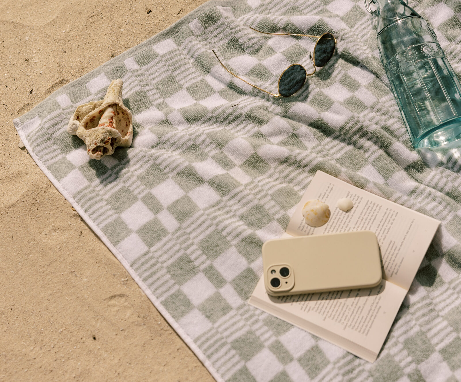 phone on picnic blanket