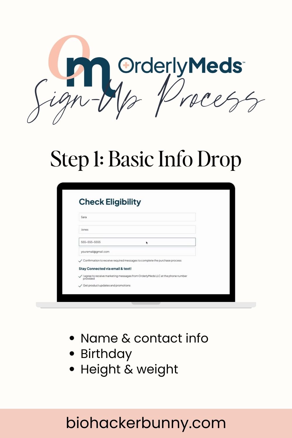 OrderlyMeds Sign Up Process: Basic Info