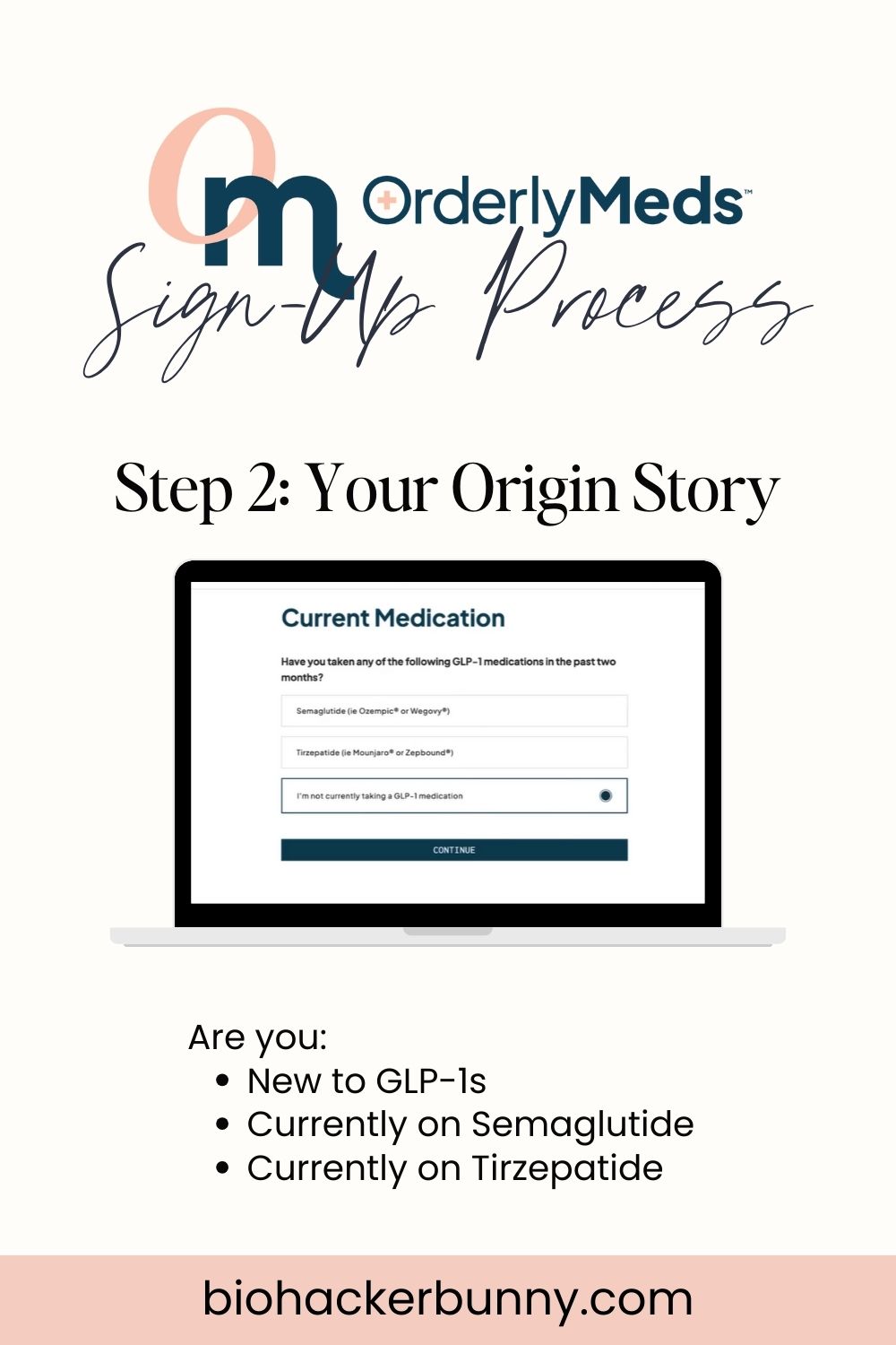 OrderlyMeds Sign Up Process - Step 2: Med History
